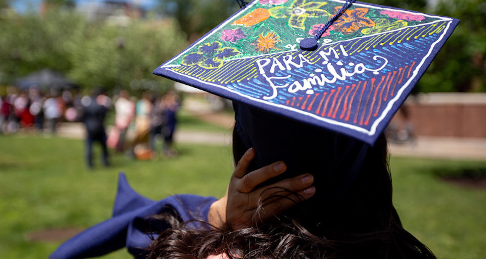Dornsife student's graduation cap reads 