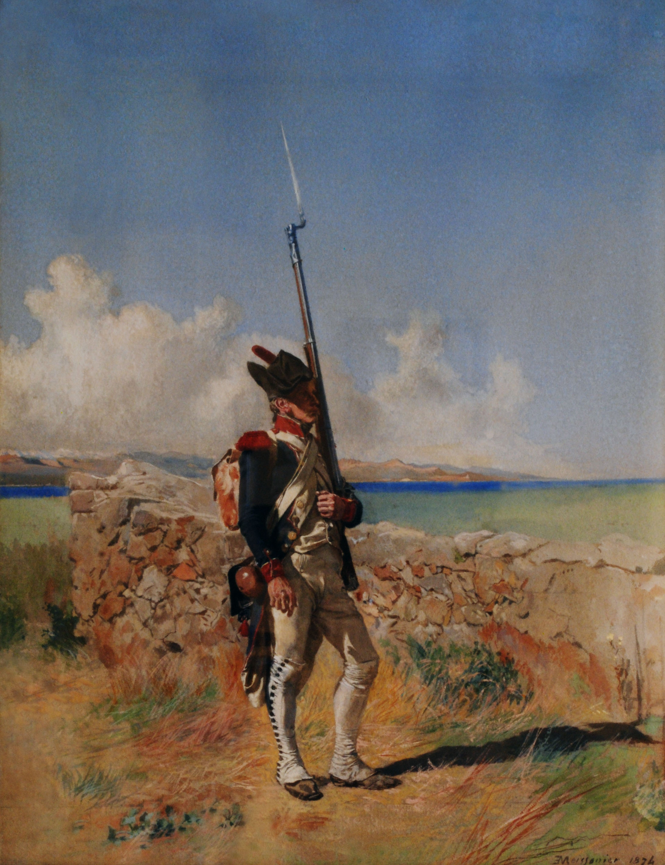 painting of soldier in a field