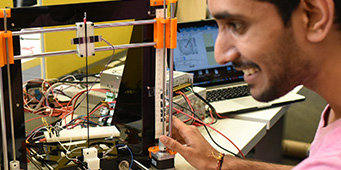 Student working in engineering lab
