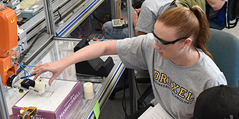 Student working in engineering lab
