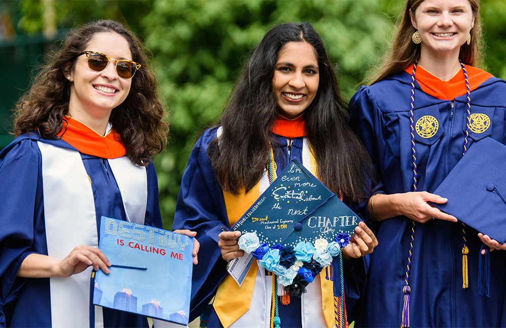 Students in caps and gowns