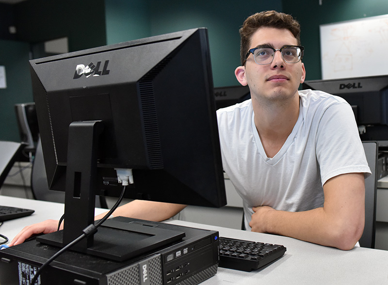 Student working at computer