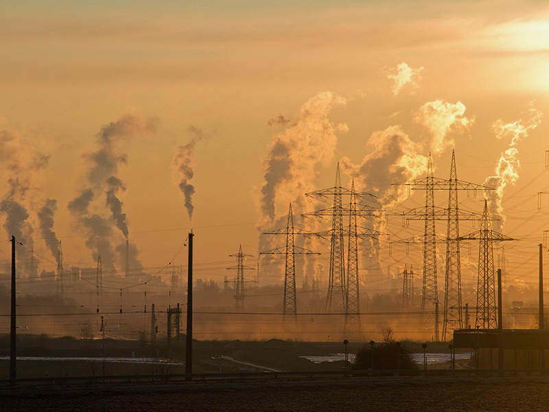 Smoke stacks and power lines