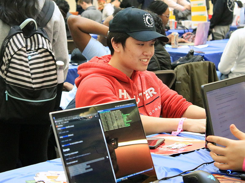 Student working at a computer