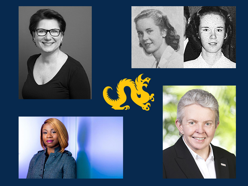 Four photos of women