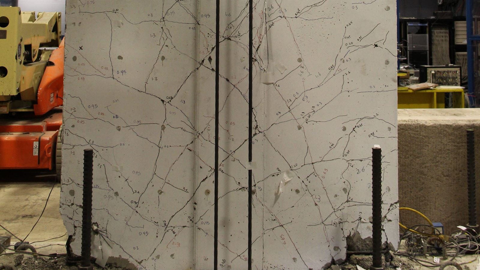 Cracks in a concrete structure