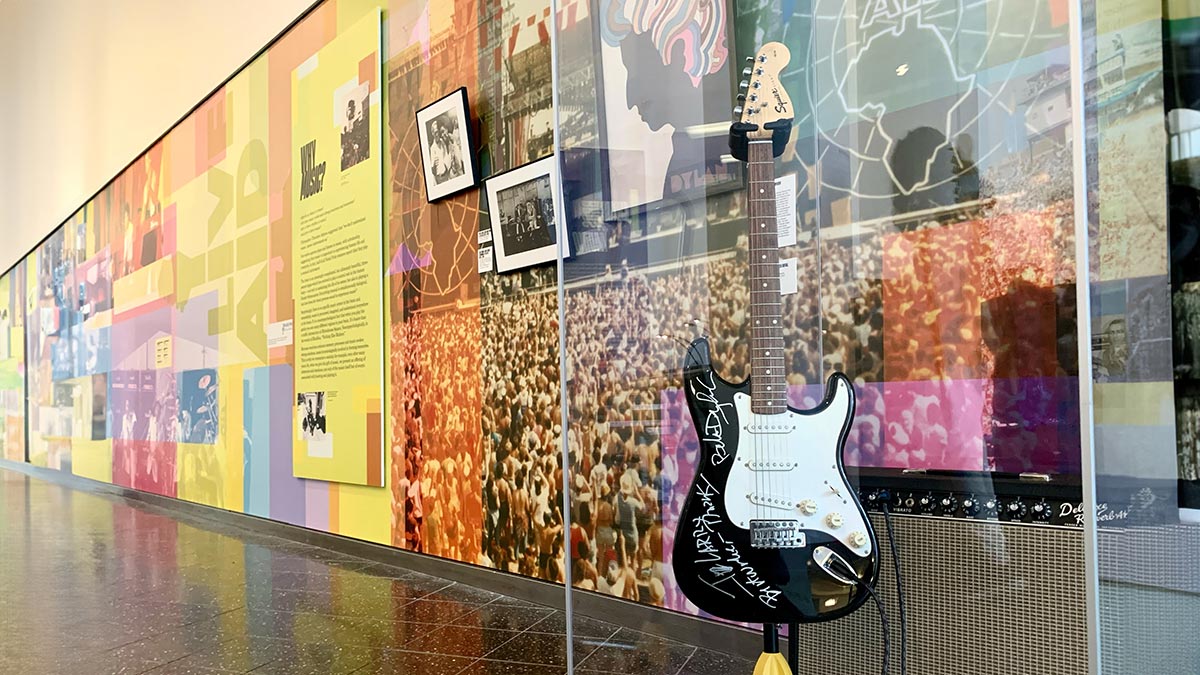 Signed guitar from electric factory exhibit Drexel Philadelphia