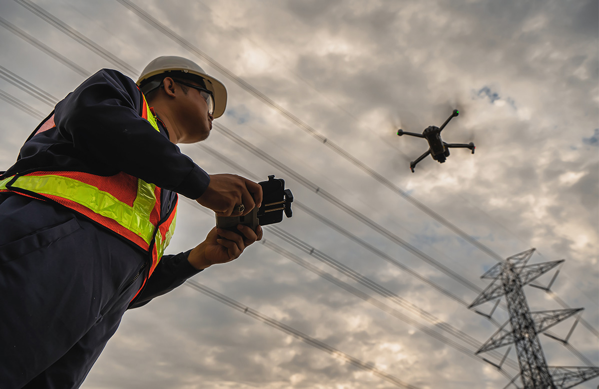 Inspector uses drone to inspect power lines