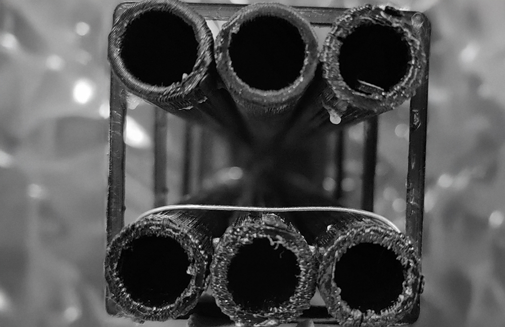 A cross-section of hollow rebar