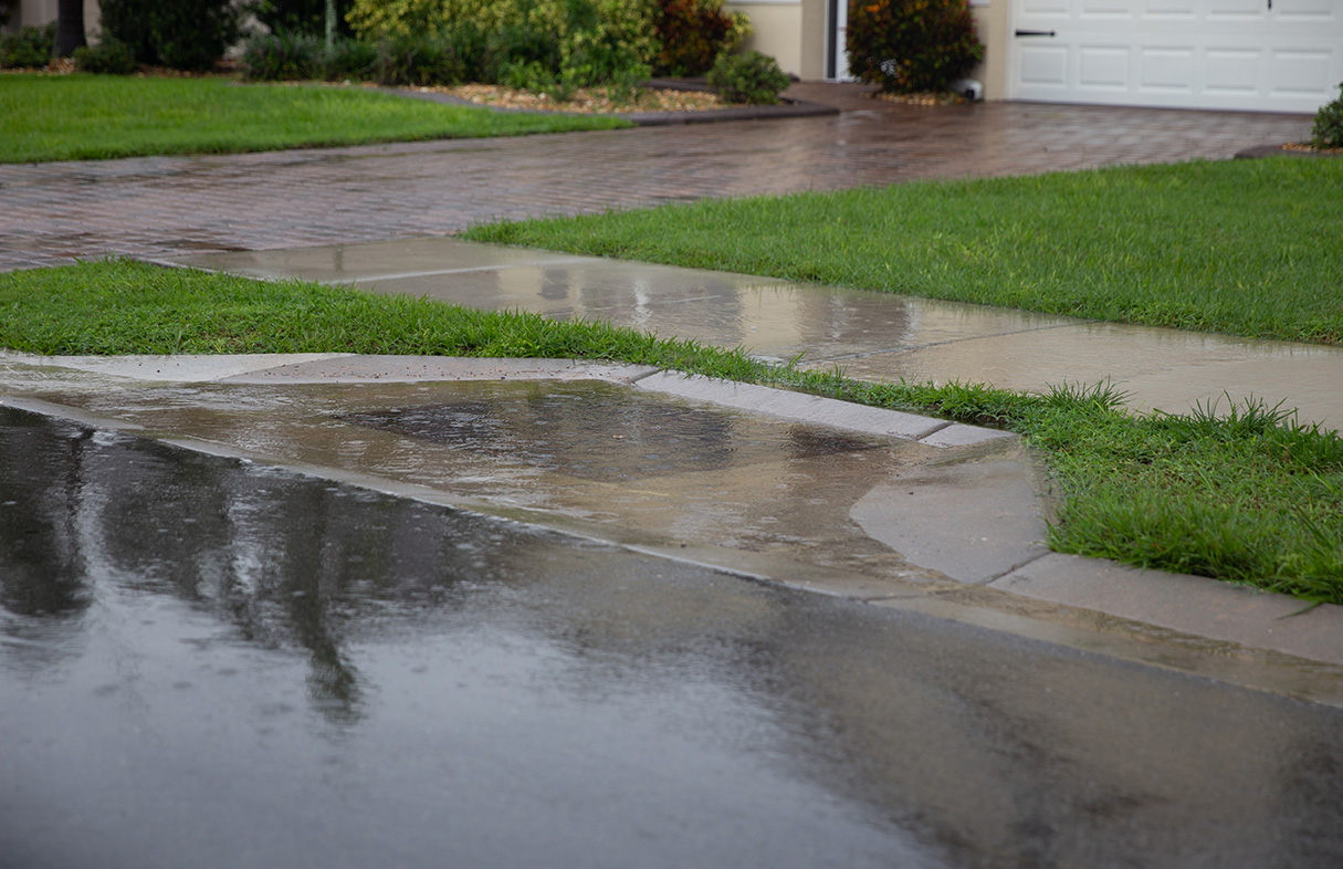 A clogged storm drain.