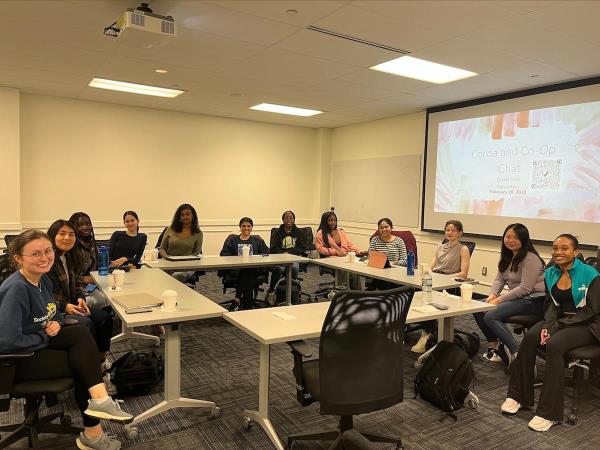 SWE hosted a "Cocoa and Co-op" roundtable, where students shared their experiences and advice for the co-op process.
