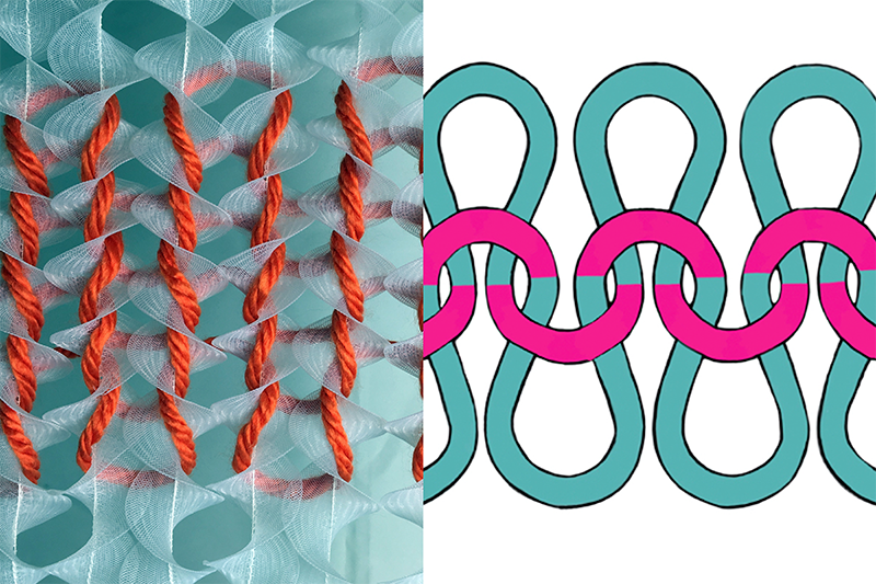 Photo and illustration of interlocking fibers