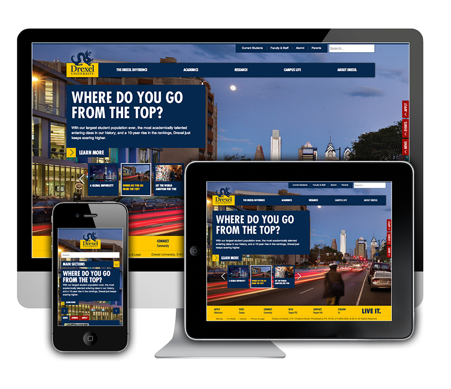 Various devices displaying websites