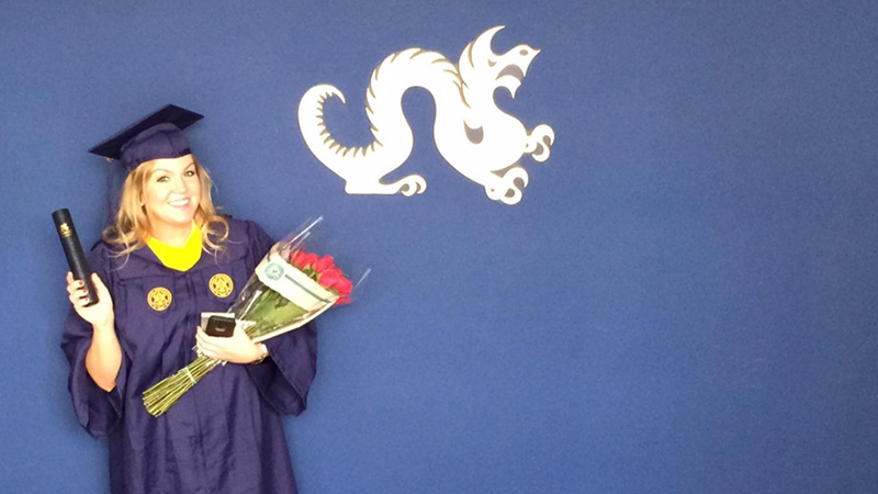 Amy Bradley poses after graduating from Drexel University.