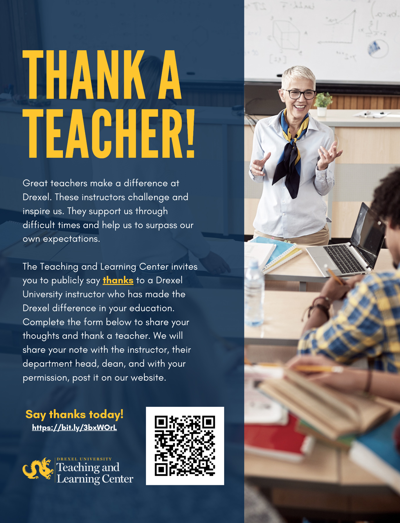 Thank a Teacher program flyer
