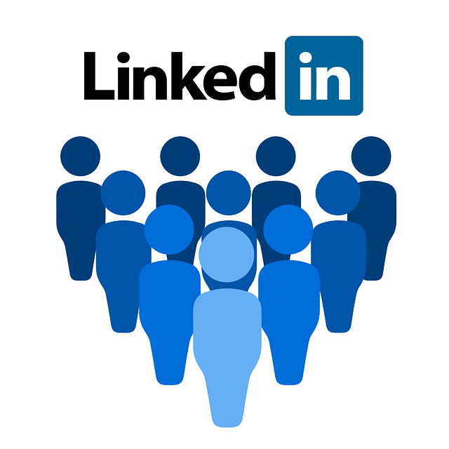 All in blue, image of stick people below LinkedIn logo