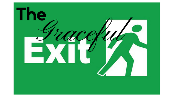 A green exit sign with the added words "the Graceful" to say "The Graceful Exit"