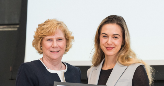 Anne Converse Willkomm posting with student awardee