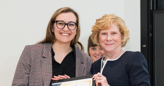 Student awardee posting with Anne Converse Willkomm