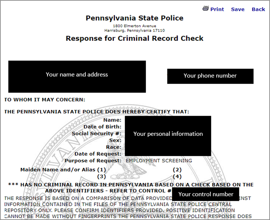 Instructions for Obtaining a Pennsylvania State Police Criminal Record Check  for School of Education Field Placement Purposes (SELF PAY) | Human  Resources | Drexel University