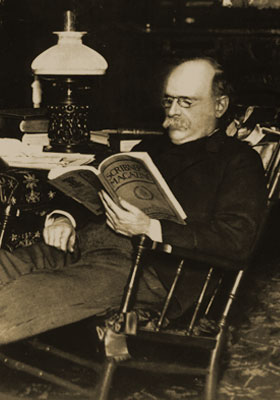 A.J. Drexel reading a book