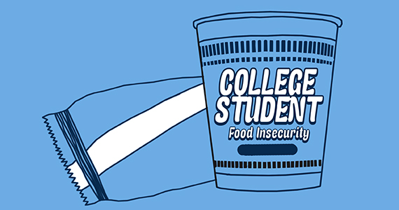 Cup of Noodles with "College student food insecurity" written on it
