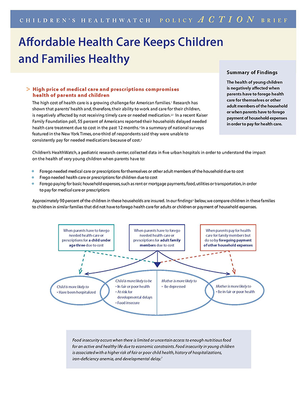 Report Cover -  Affordable Healthcare Keeps Children and Families Healthy