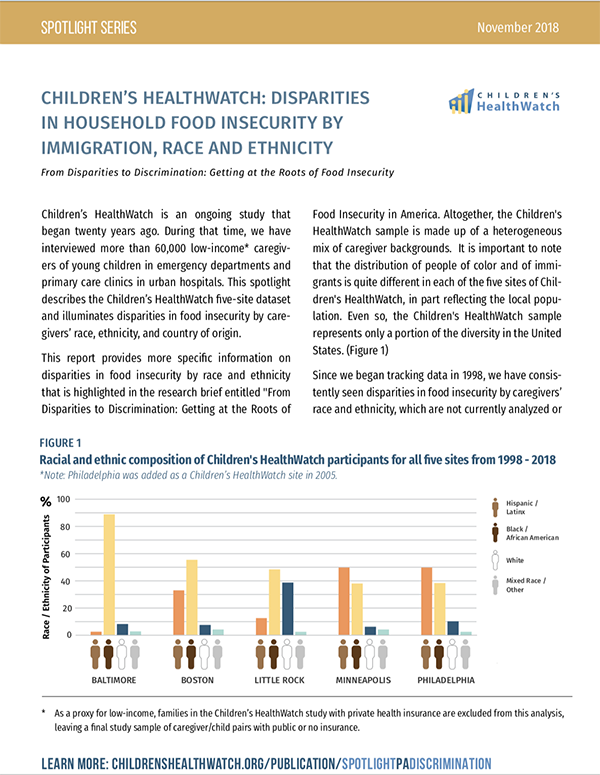 Report Cover - Disparities in Household Food Insecurity by Immigration, Race and Ethnicty