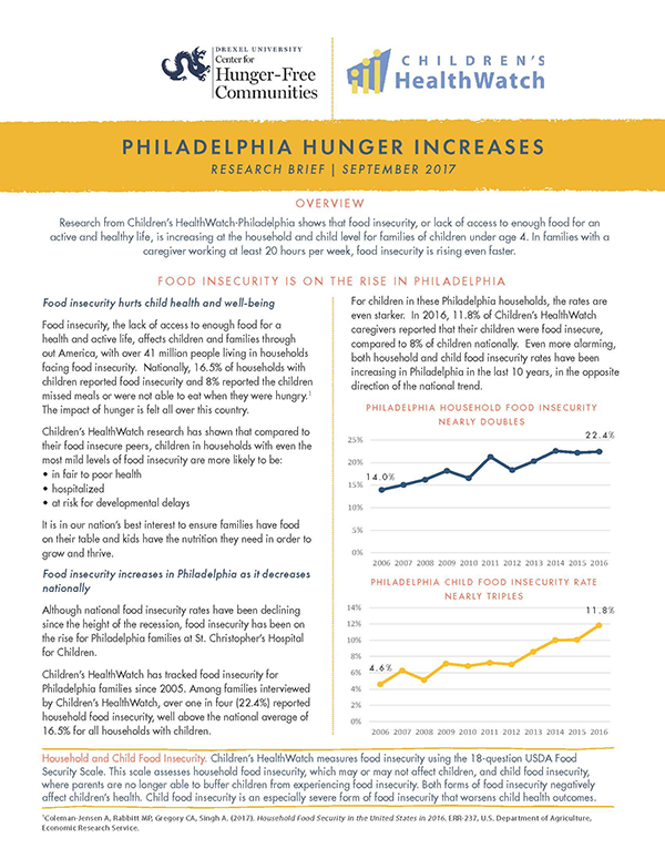 Report Cover - Philadelphia Hunger Increases