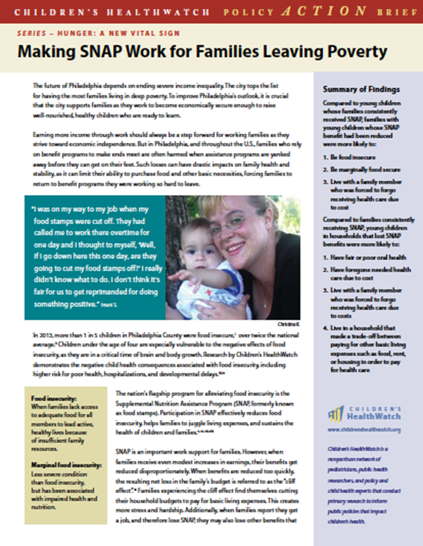 Report Cover - Making SNAP Work for Families Leaving Poverty