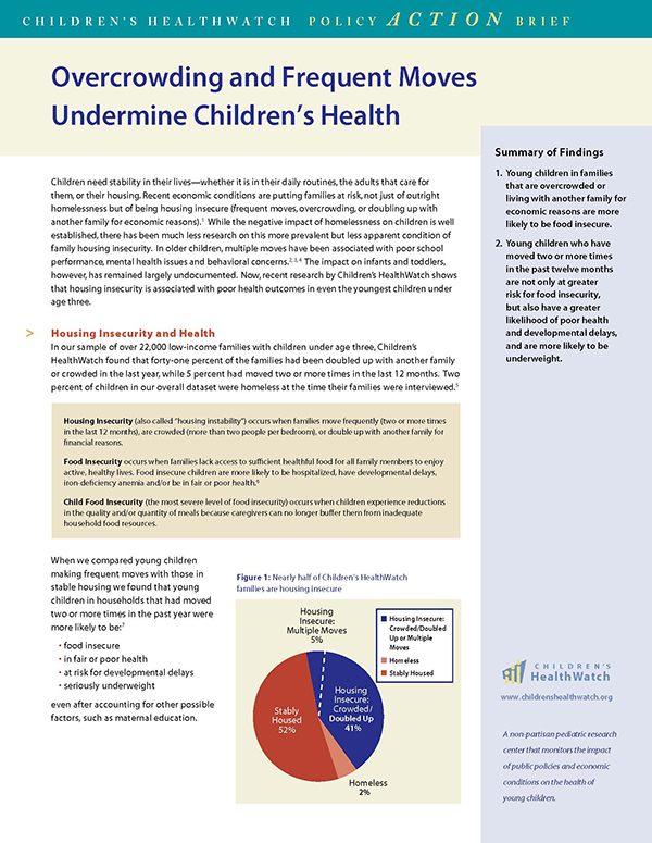 Report Cover - Overcrowding and Frequent Moves Undermine Children's Health
