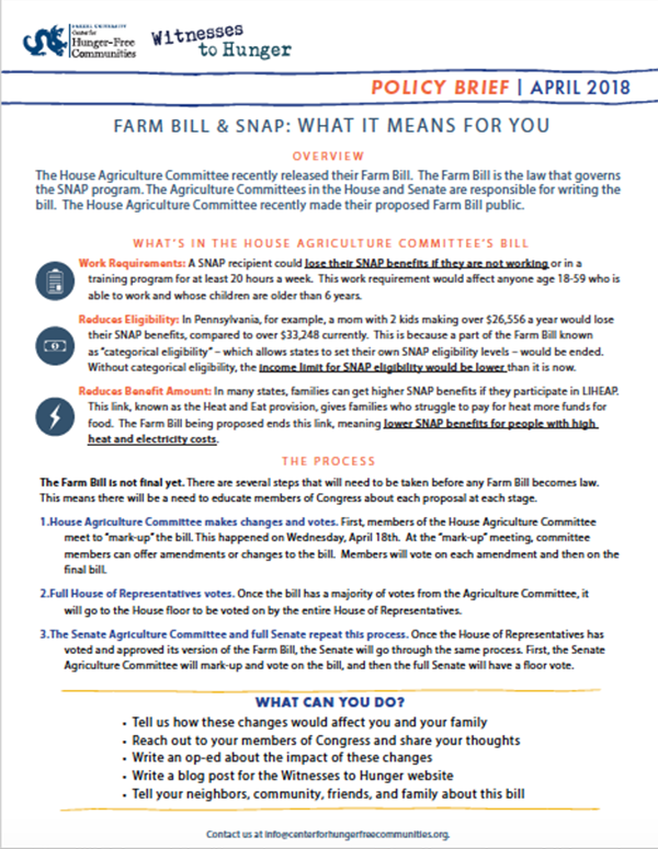 Report Cover - Farm Bill and SNAP: What It Means for You