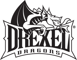 Drexel Dragons primary logotype black and white