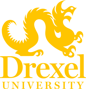 Drexel University vertical lockup gold