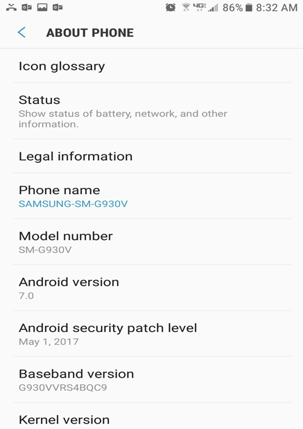 Android OS Version screenshot 2