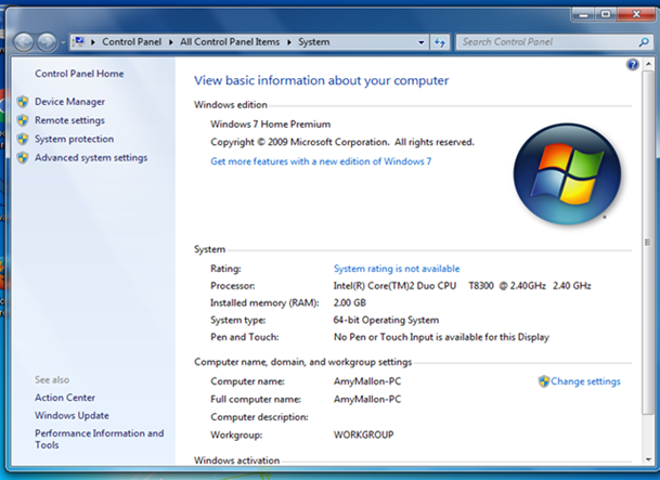 Windows 7 OS Version screenshot 2