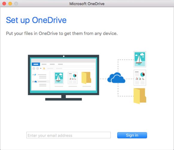 Mac OneDrive Sign In Email Field