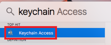 Keychain Access in Spotlight