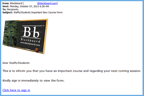 Blackboard Scam Email