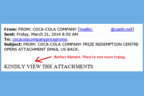 Coca Cola Award Redemption Email Scam