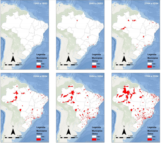 Brazil maps with COVID cases