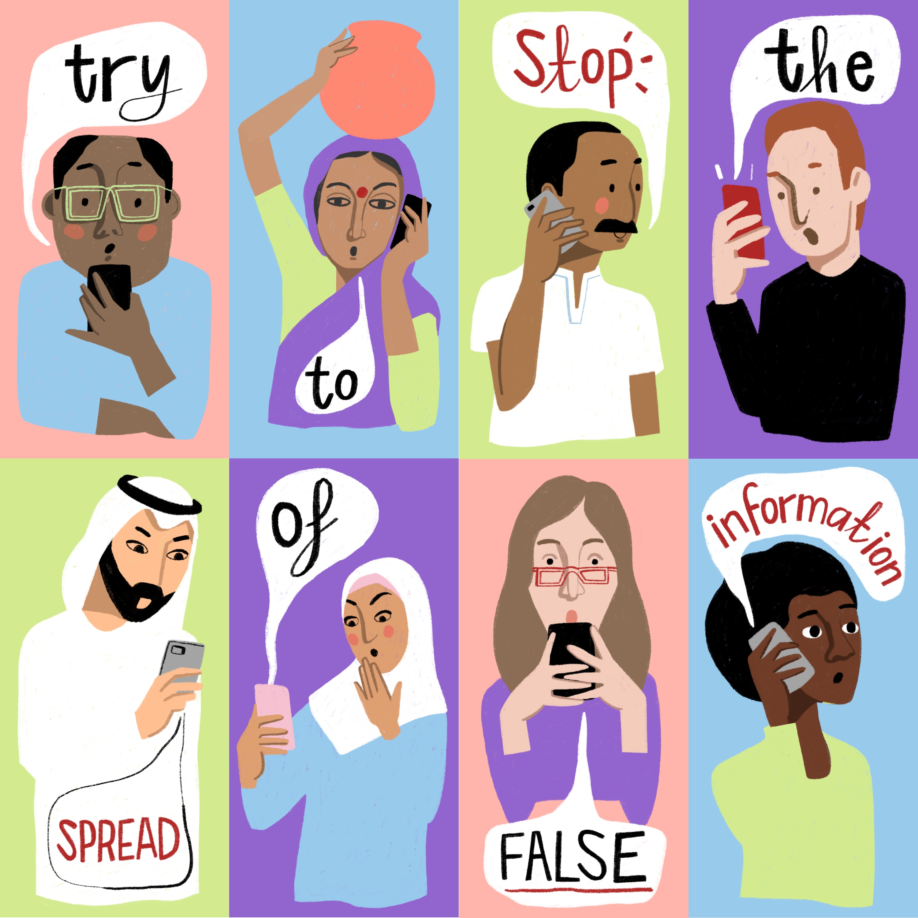 illustration: try to stop the spread of false information