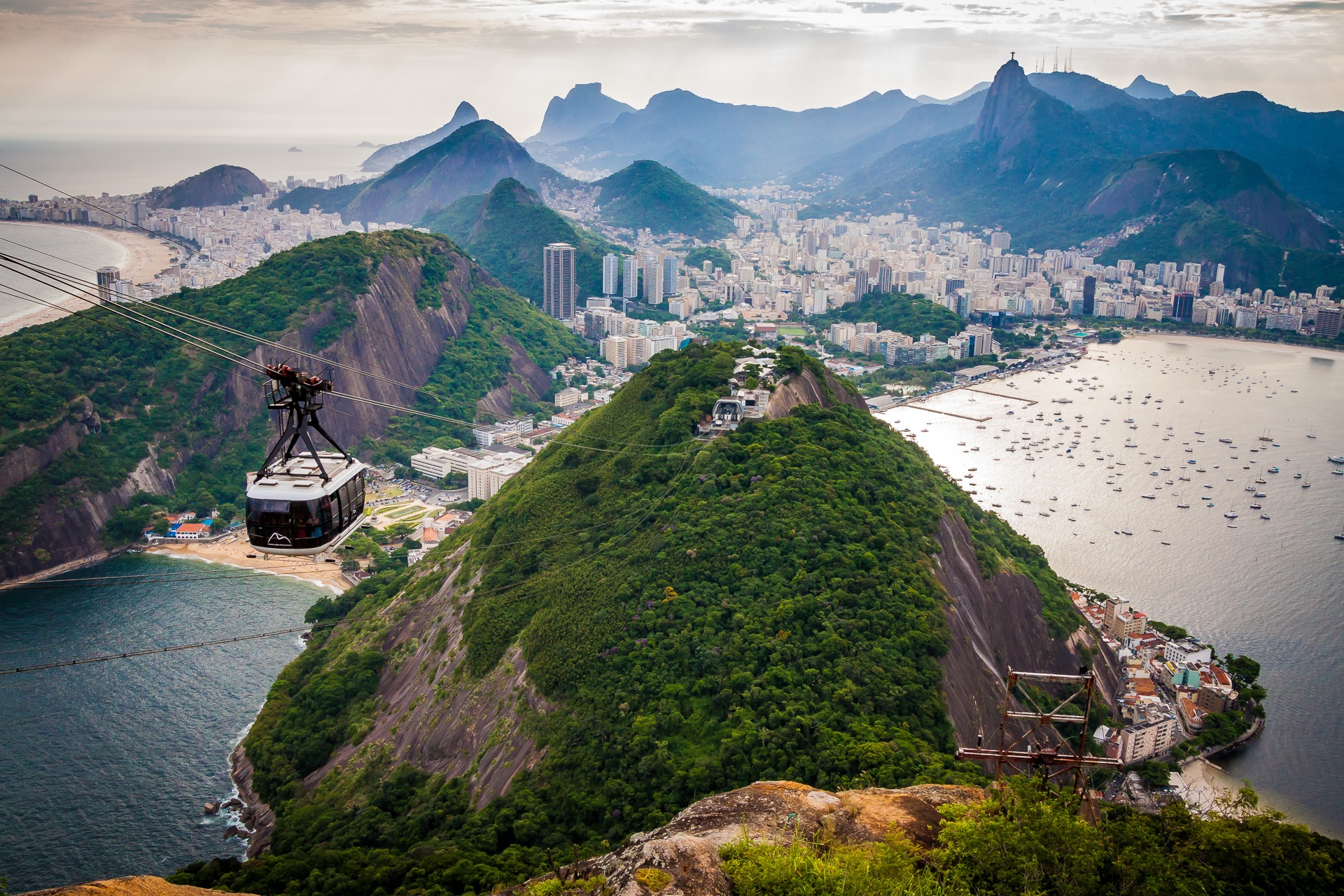 Photo of cable car over mountain in Rio de Janeiro, Brazil 