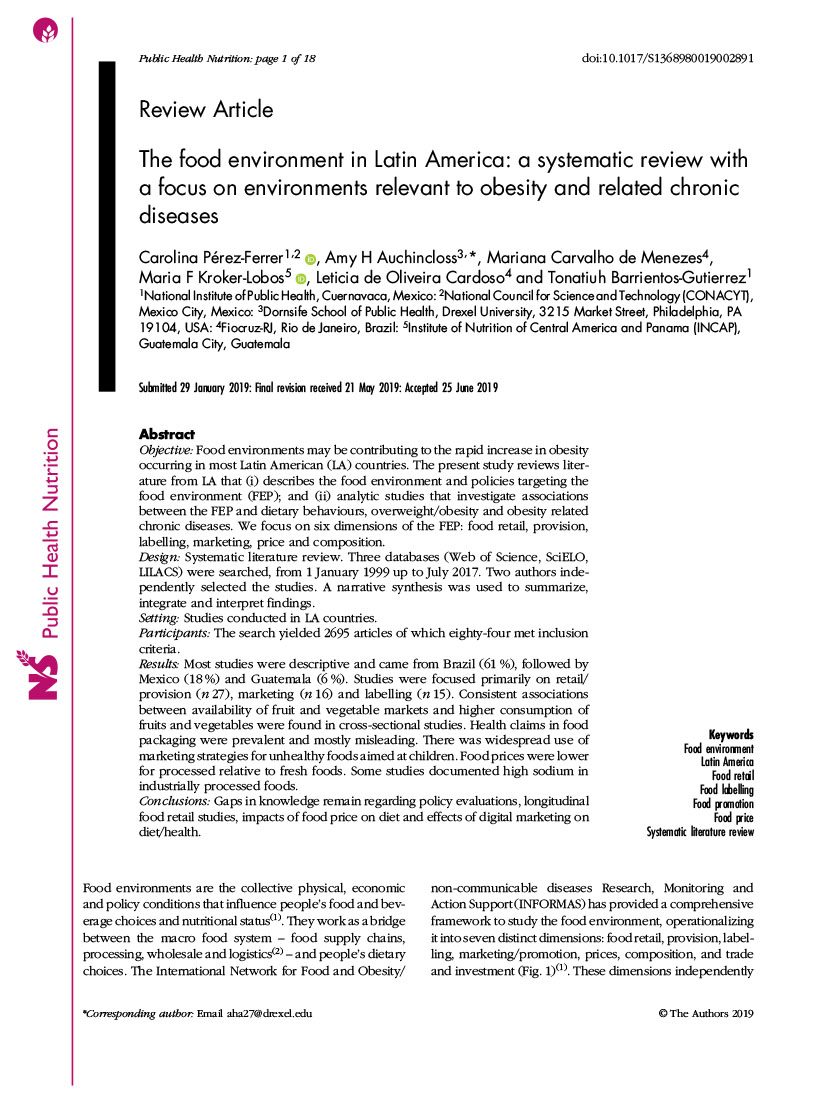 Food environment in Latin America image of first page
