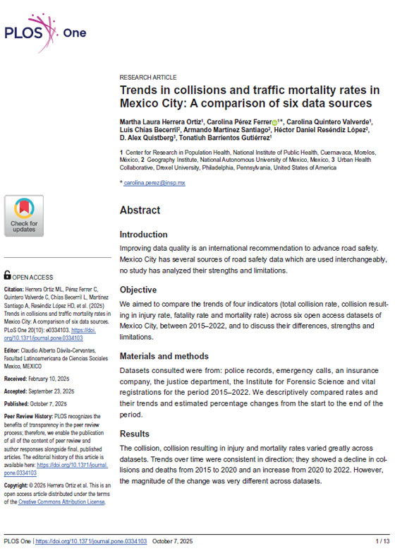 Trends in collisions and traffic mortality rates in Mexico City