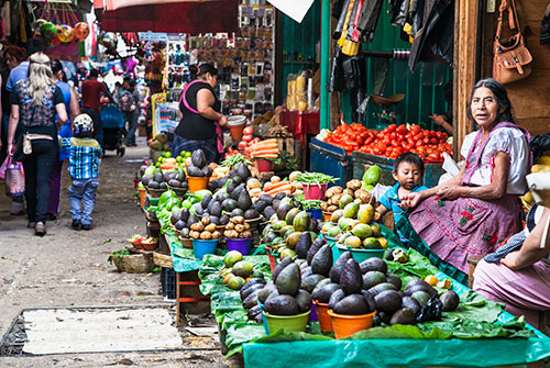 Photo of a vender at an open market in Latin America 