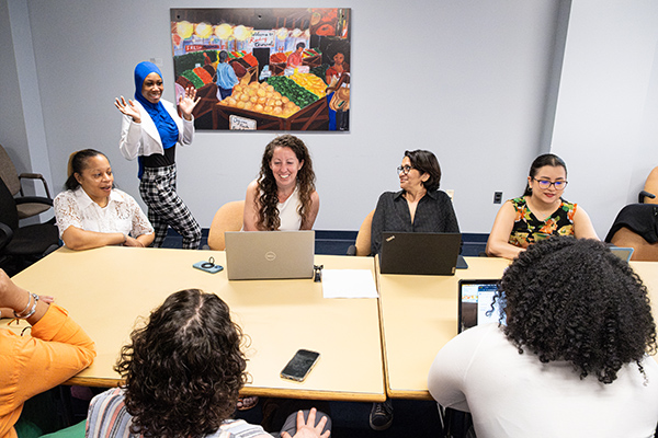 Clinic students join the Child Advocacy unit for a meeting.