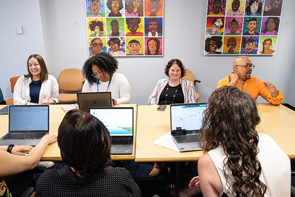 Clinic students join the Child Advocacy unit for a meeting.