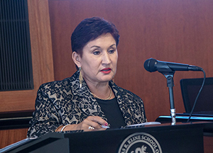 Justice Thelma Aldana at transitional justice symposium