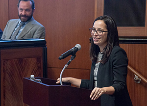 Professor Rachel Lopez speaks at Transitional Justice symposium